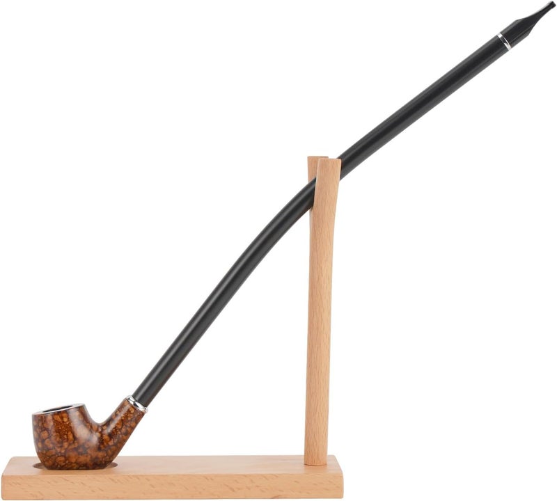 Prometis Handcrafted European Beech Wood Pipe Stand Holder for Churchwarden Pipes - Natural Wax Finish with Non-Slip PVC Base, Meaningful Gift for Tobacco Pipe Smokers & Collectors(Tobacco Pipe Not Included) - Image 1